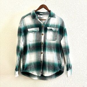 Hollister Green & White Flannel Boyfriend Fit